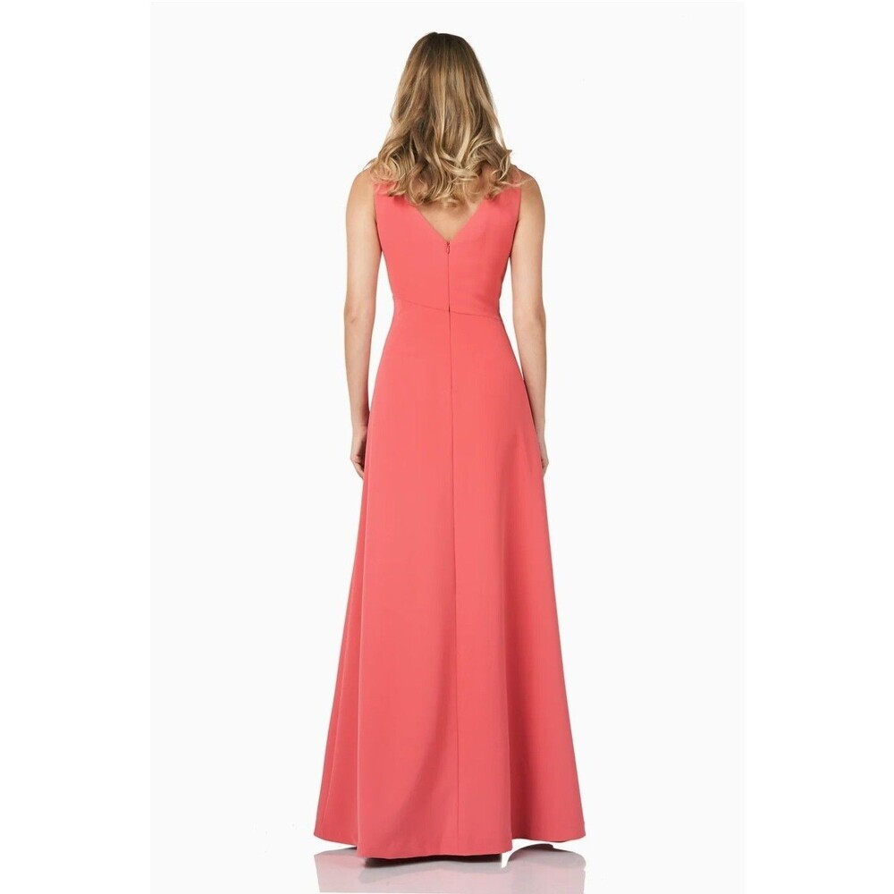 Kay Unger New York Coral Pink Maxi Formal Evening Gown Twist Waist Size 2 - Picture 14 of 15